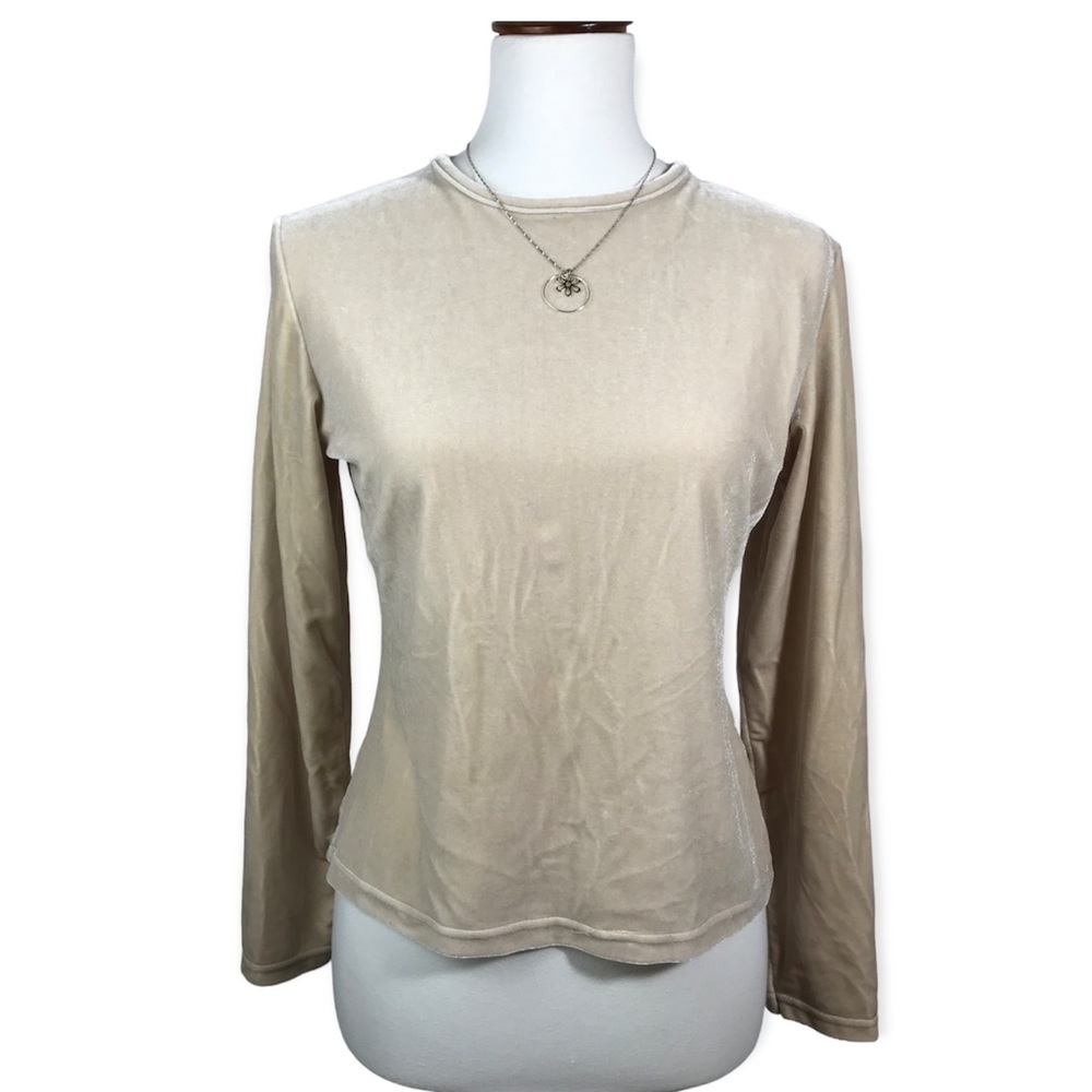 Valerie Stevens Sport Retro 90s Long Sleeve Velour Top